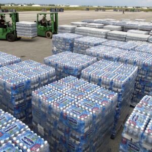 pierson, florida, water, forklifts, nature, cases, pallets, hurricane relief, bottled, outside, blue bottle